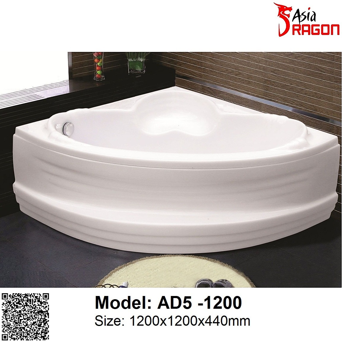 Bồn tắm Chân yếm Asia Dragon AD5-1200 (Bậc thang)
